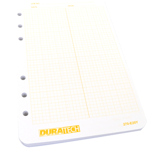 Feuilles mobiles Duratech pour arpentage - Lignes jaunes, grille carrée, 4-1/2 x 7 po, 60 lb (paquet de 100)